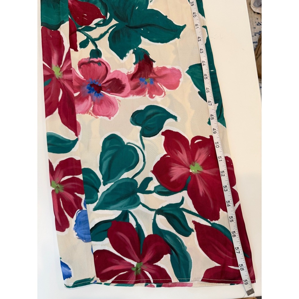 NWT ZARA Woman Long Floral Print Satin Wide-Legs Jumpsuit, Poly/Satin, Size S - Picture 7 of 9